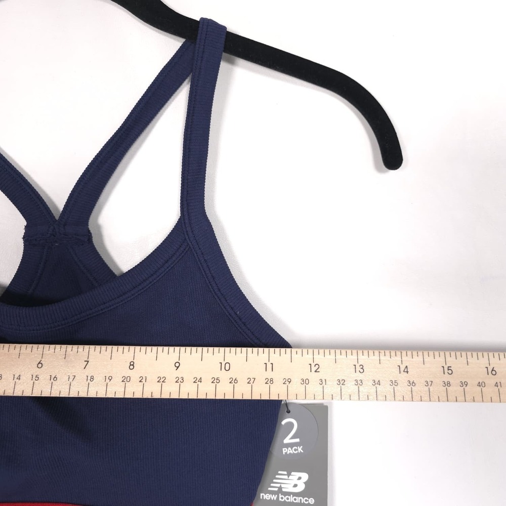 NEW BALANCE Womens New Set Bra Shorts Athletic MEDIUM Navy Red Sport R001863 - Picture 6 of 14